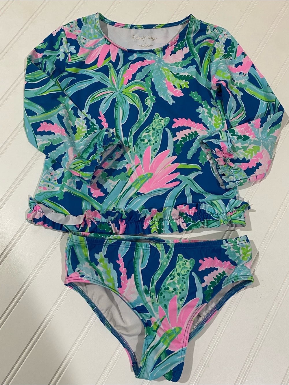 Lilly Pulitzer Margo Rashguard Swim Set in Macaw Blue Sweet Escape Size 5